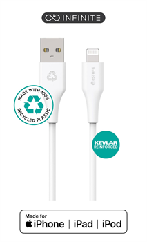 USB-A to Lightning Super Soft Cable MFI, 2m, White PVC free